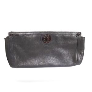 TORY BURCH Gray Patent Leather Clutch Organizer